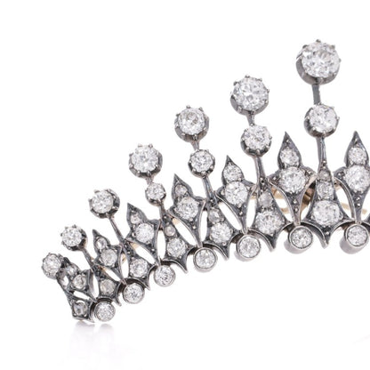 Victorian Antique 4.56ct Old Cut Diamond Tiara Brooch