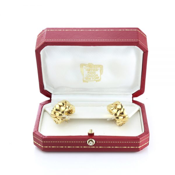 Cartier 18ct Yellow Gold Heart Half Hoop Earrings, Signed and Numbered, Circa 1994, in original box