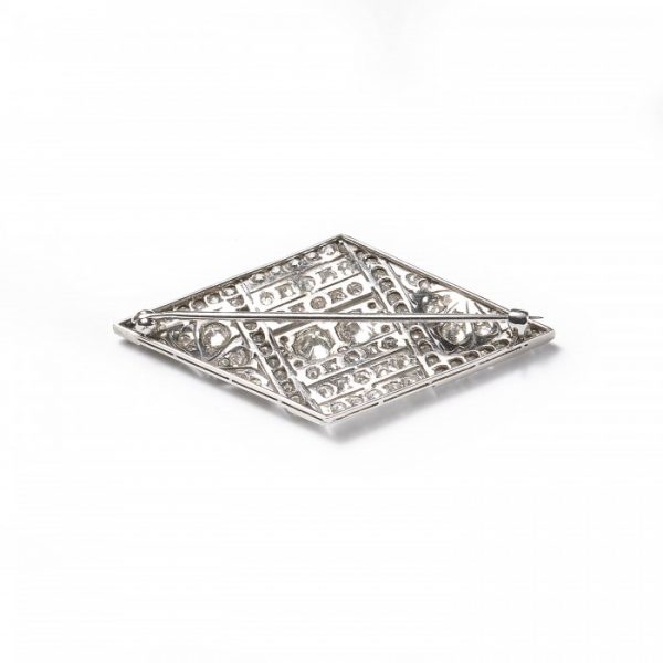 Art Deco Old Cut Diamond and Platinum Brooch, 4.50 carats