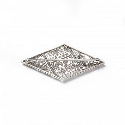 Art Deco Old Cut Diamond and Platinum Brooch, 4.50 carats