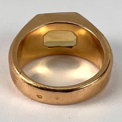 French Retro 6.05ct Citrine and Gold Tank Ring