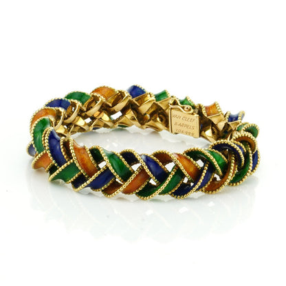 Van Cleef and Arpels 18ct Gold and Enamel Plait Bracelet