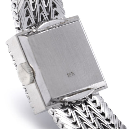 Patek Philippe 18ct White Gold Watch with Square Diamond Bezel