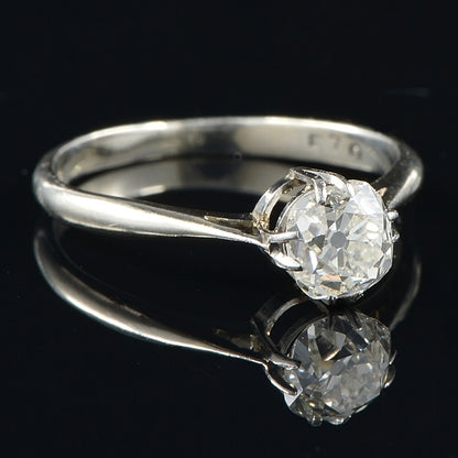 Art Deco G VVS 1.10ct Old Cut Diamond Solitaire Engagement Ring