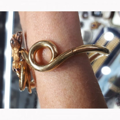 Antique Victorian Sapphire, Ruby and Gold Snake Bangle Bracelet, Circa 1875