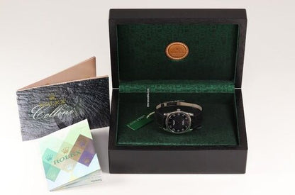 Rolex Cellini 4233 Wrist Watch; 18ct white gold case, black dial, Arabic numerals, manual winding movement, on black leather strap with 18ct white gold buckle, Circa 2008, with Rolex box and papers