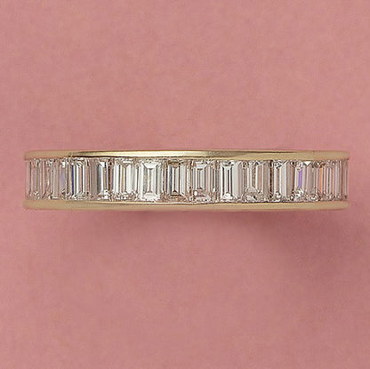 4cts Baguette Cut Diamond Full Eternity Band Ring in 18ct Yellow Gold