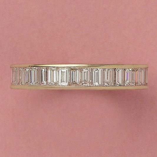 4cts Baguette Cut Diamond Full Eternity Band Ring in 18ct Yellow Gold