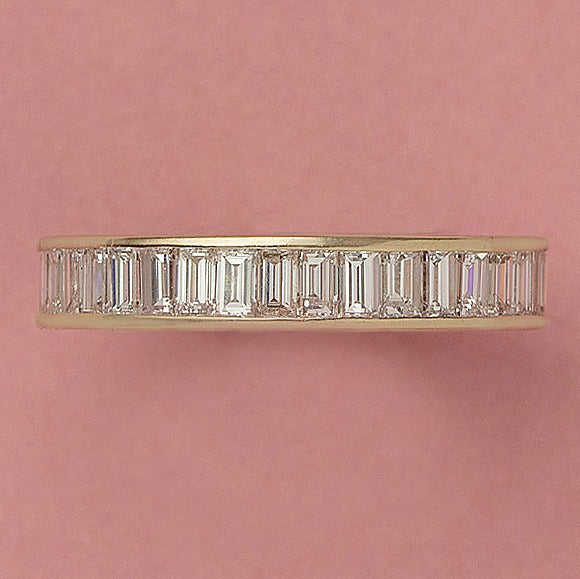 4cts Baguette Cut Diamond Full Eternity Band Ring in 18ct Yellow Gold
