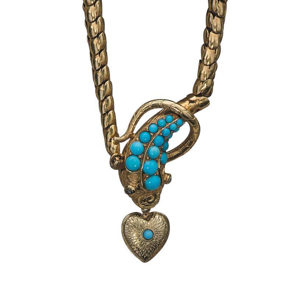 Antique Victorian Turquoise Snake Pendant