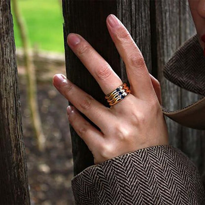 Cartier 18ct Gold Triple Ring Band with Sapphires, Signed and Numbered, Made in France, Paris 1995