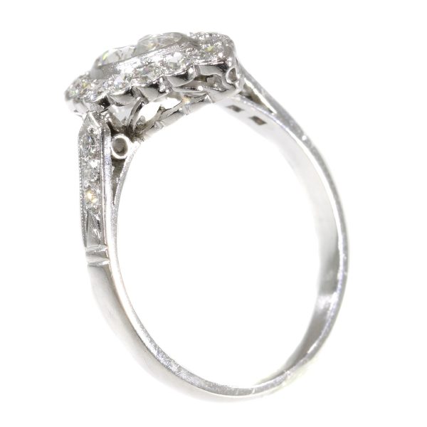 Vintage 1950s Marquise Diamond and Platinum Cluster Ring, 0.85 carats
