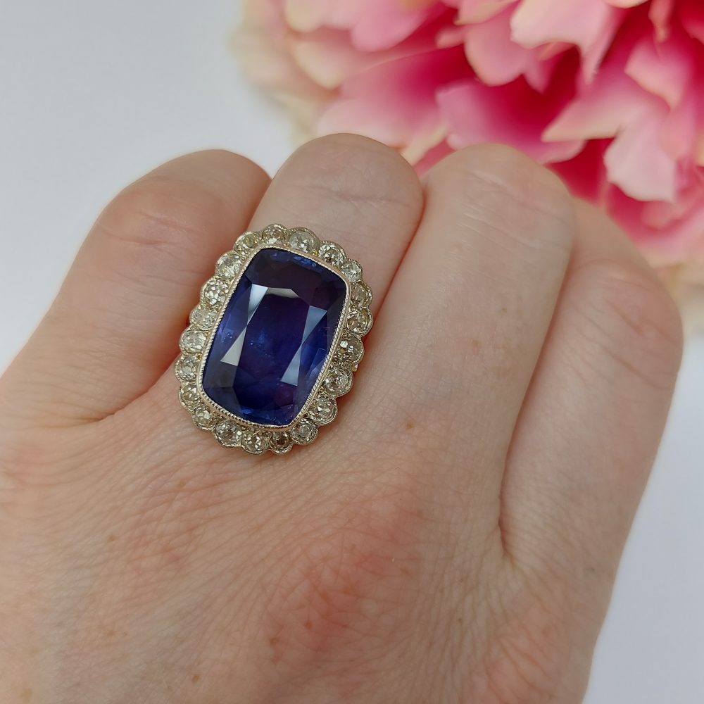 16.50ct Colour Change Sapphire and Diamond Ring