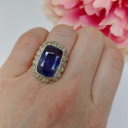 16.50ct Colour Change Sapphire and Diamond Ring