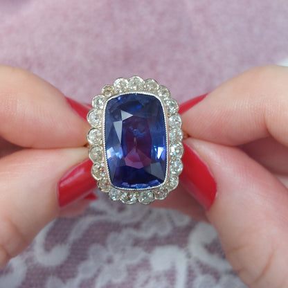 16.50ct Colour Change Sapphire and Diamond Ring
