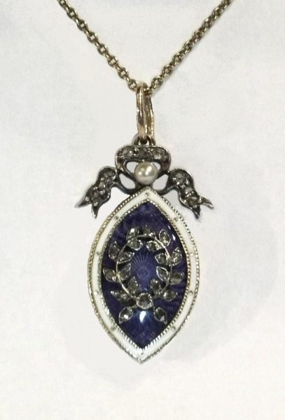Late Edwardian / Belle Epoque Diamond and Enamel Pendant, Circa 1910