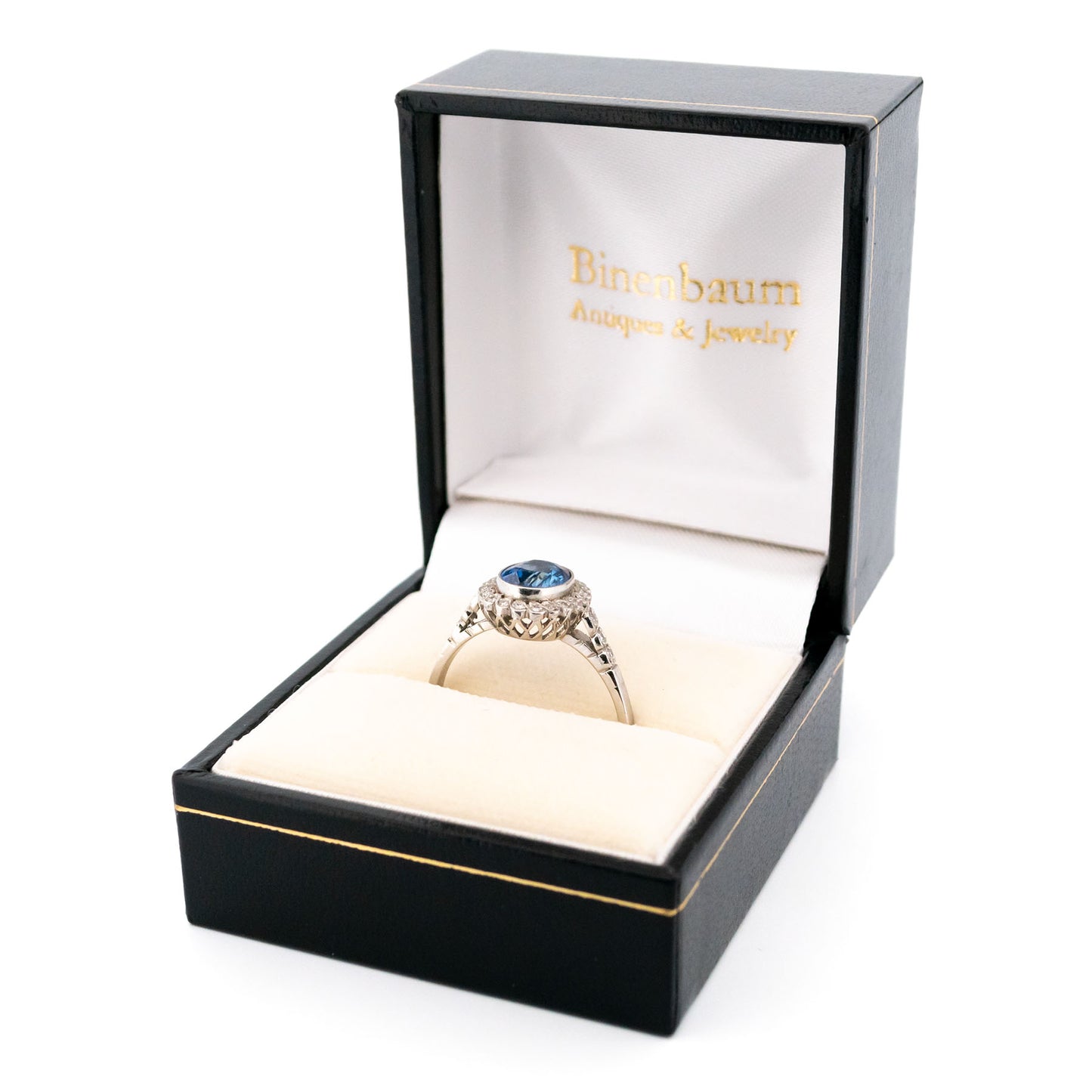 Platinum, Sapphire and Diamond Oval Cluster Ring, 2.04 Carats