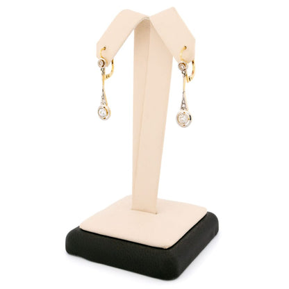 Art Deco Old Cut Diamond Pendant Earrings In 18 Carat Yellow And White Gold