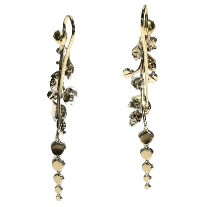 Antique Victorian Rose Cut Diamond Chandelier Earrings