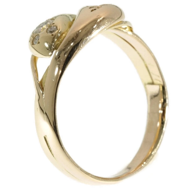 Antique Art Nouveau Double Headed Gold Snake Ring with Diamonds
