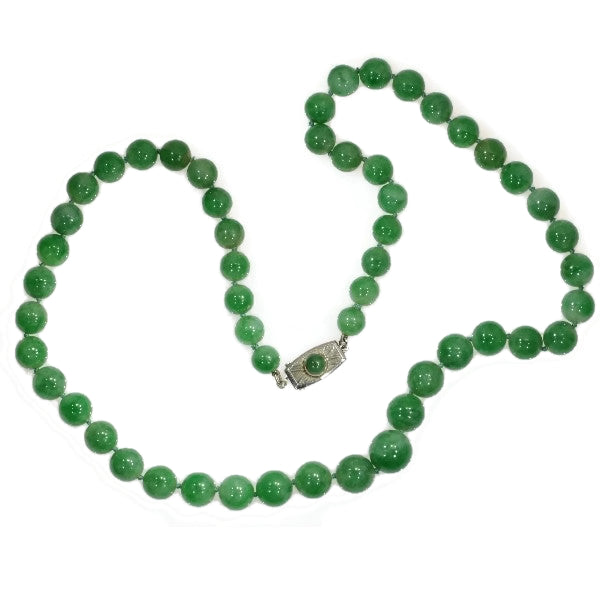 Antique Art Deco Certified Jadeite Necklace