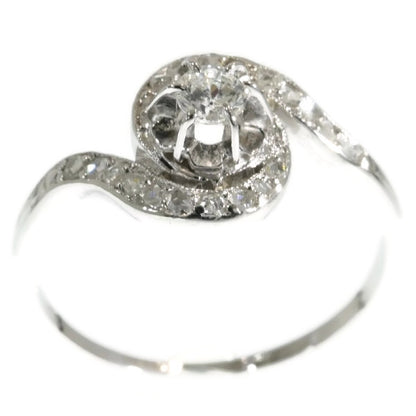 Antique Art Deco Platinum and Diamond Tourbillon Ring
