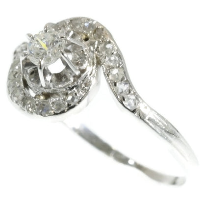 Antique Art Deco Platinum and Diamond Tourbillon Ring