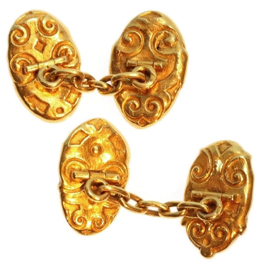 French Antique Victorian Portrait Cufflinks, 18ct Yellow Gold, Circa 1890