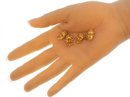 French Antique Victorian Portrait Cufflinks, 18ct Yellow Gold, Circa 1890