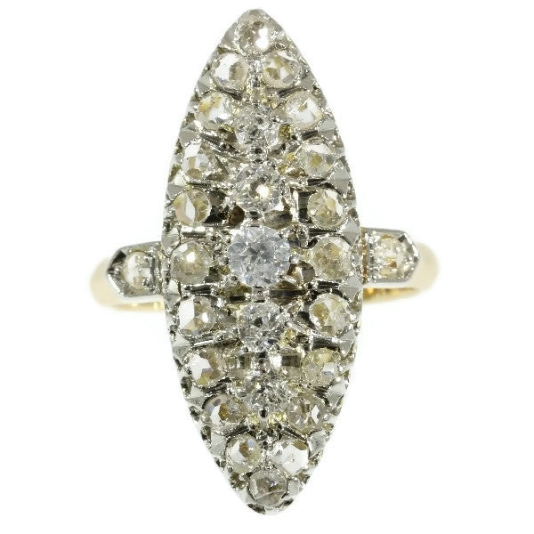 Antique Victorian Old European Cut Diamond Marquise Ring