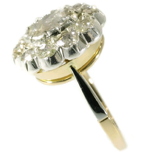 Antique Victorian Large Rose Cut Diamond Cluster Ring