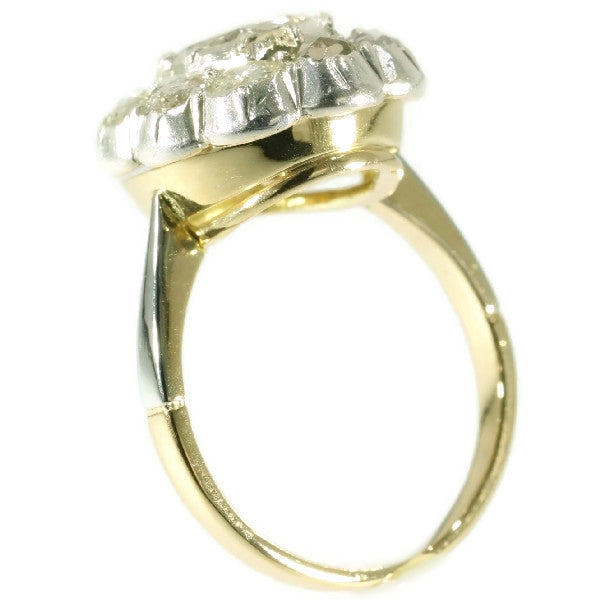 Antique Victorian Large Rose Cut Diamond Cluster Ring