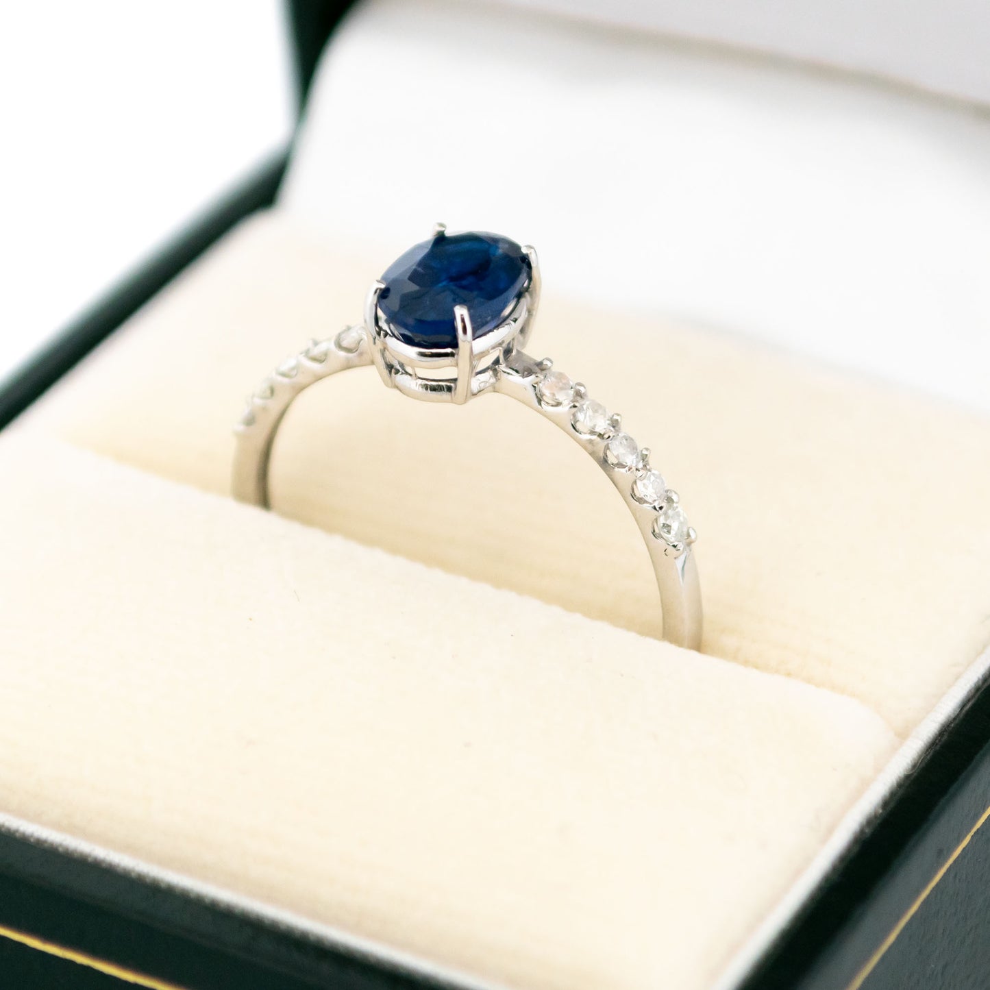 1ct Oval Blue Sapphire Solitaire Engagement Ring