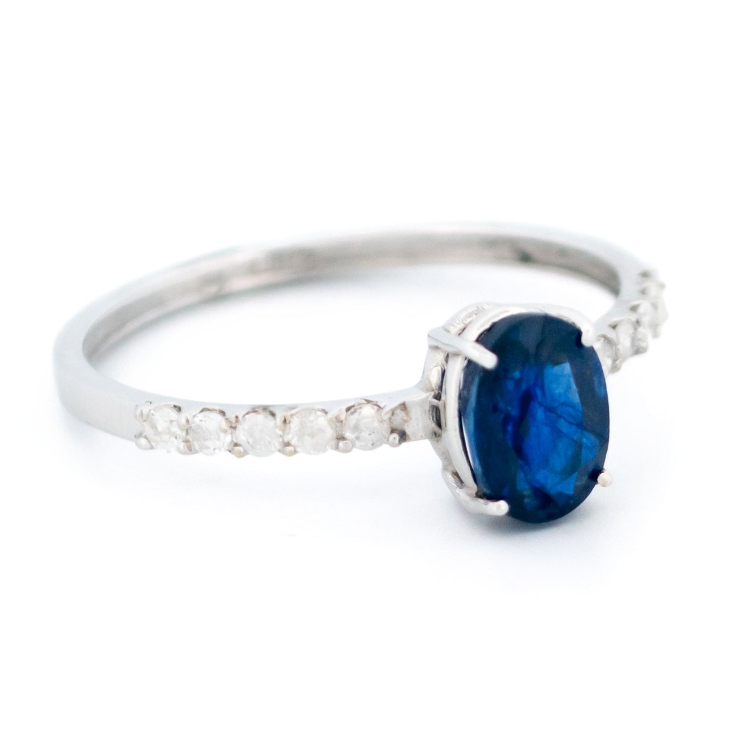 1ct Oval Blue Sapphire Solitaire Engagement Ring