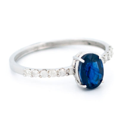 1ct Oval Blue Sapphire Solitaire Engagement Ring