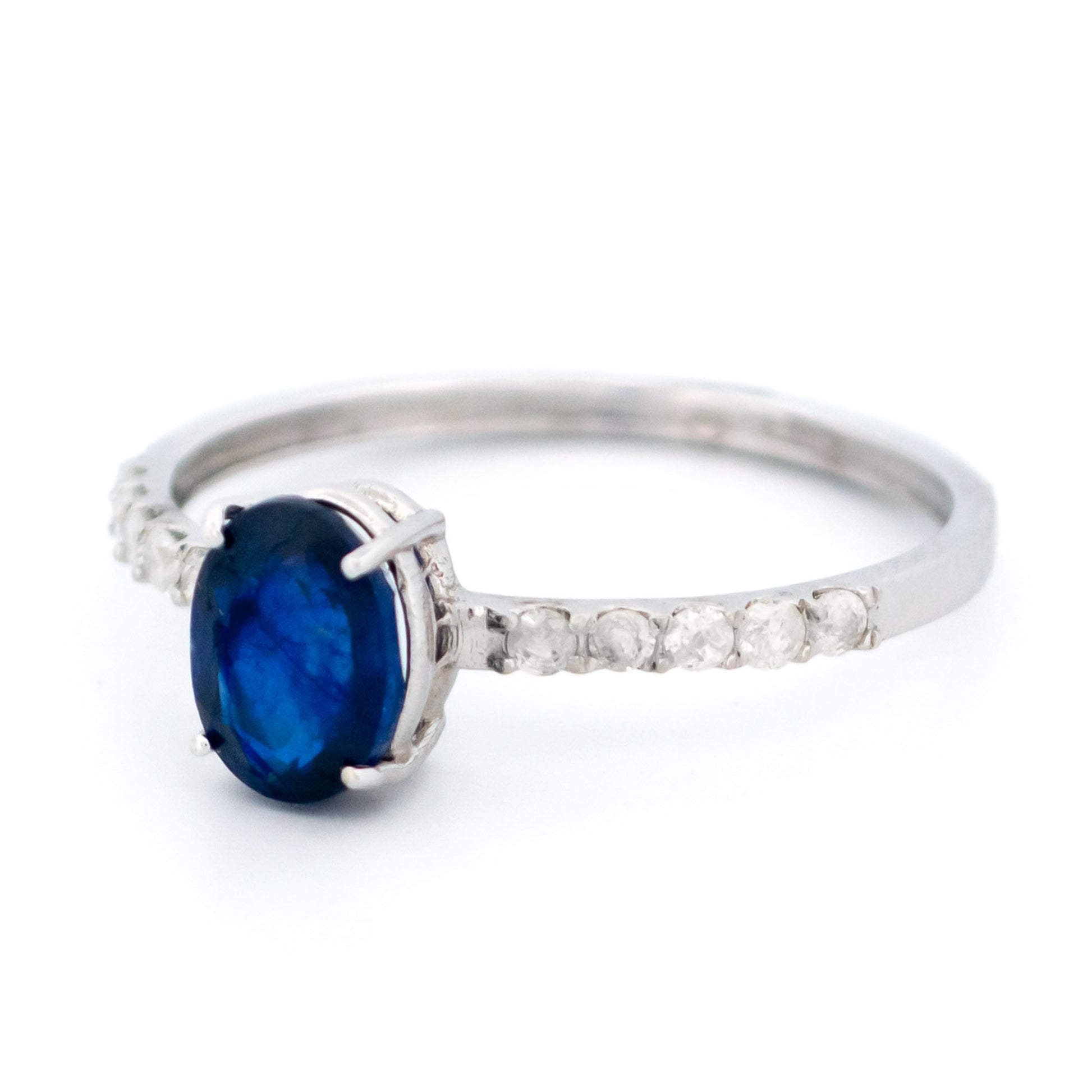 1ct Oval Blue Sapphire Solitaire Engagement Ring