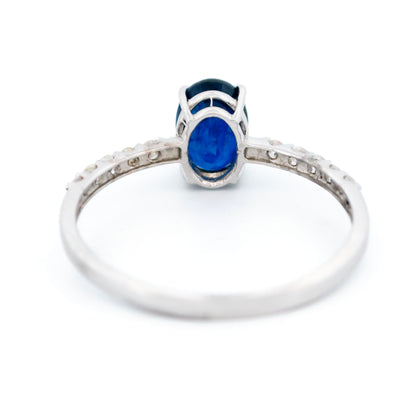 1ct Oval Blue Sapphire Solitaire Engagement Ring