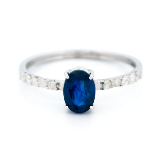 1ct Oval Blue Sapphire Solitaire Engagement Ring