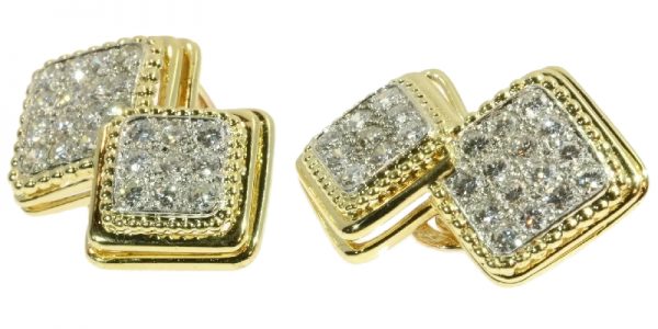 Vintage 1950’s Boucheron Paris Diamond Clip Earrings, Gold and Platinum