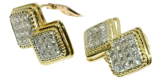 Vintage 1950’s Boucheron Paris Diamond Clip Earrings, Gold and Platinum