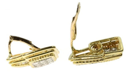 Vintage 1950’s Boucheron Paris Diamond Clip Earrings, Gold and Platinum