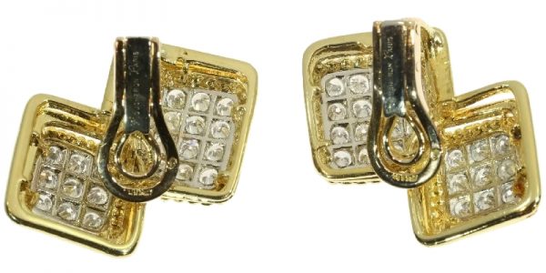 Vintage 1950’s Boucheron Paris Diamond Clip Earrings, Gold and Platinum