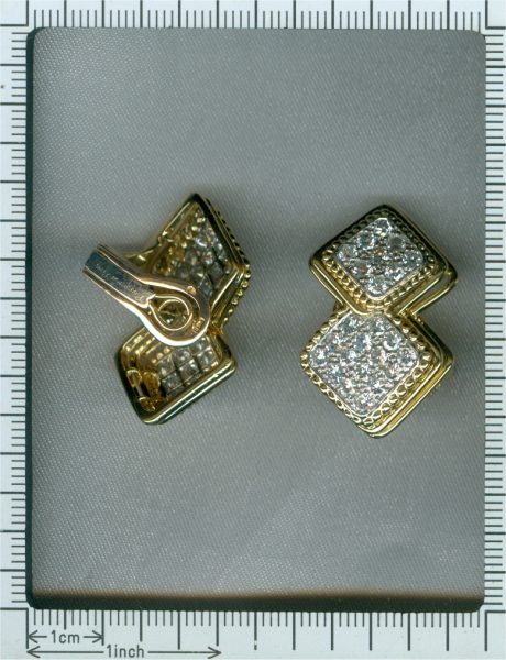 Vintage 1950’s Boucheron Paris Diamond Clip Earrings, Gold and Platinum