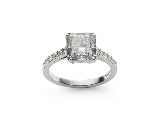 3.03 Carat GIA Cert Cushion Cut Diamond Platinum Ring