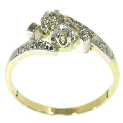 Antique Belle Epoque Old European Cut Diamond Two Stone Engagement Ring