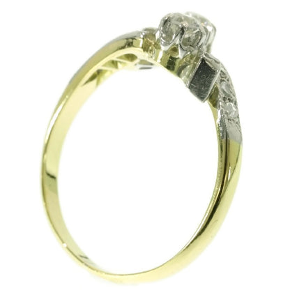 Antique Belle Epoque Old European Cut Diamond Two Stone Engagement Ring