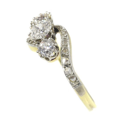 Antique Belle Epoque Old European Cut Three Stone Diamond Ring