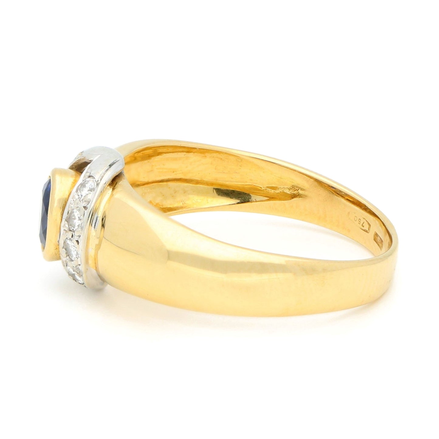 Vintage 18 Carat Yellow and White Gold Sapphire and Diamond Ring