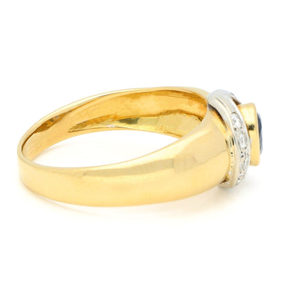 Vintage 18 Carat Yellow and White Gold Sapphire and Diamond Ring