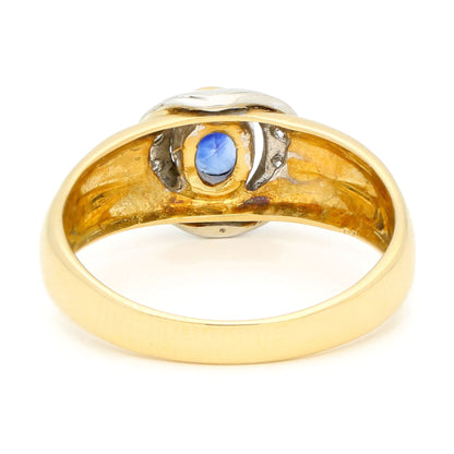 Vintage 18 Carat Yellow and White Gold Sapphire and Diamond Ring